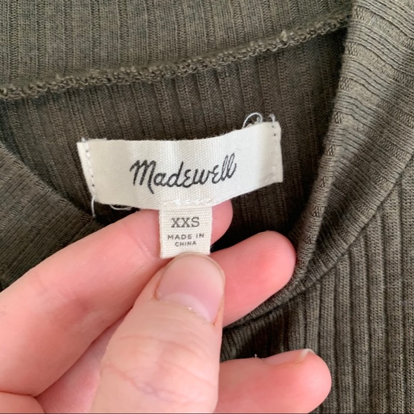 Madewell Olive Green Ribbed Mock Neck Midi Dress - Picture 5 of 7